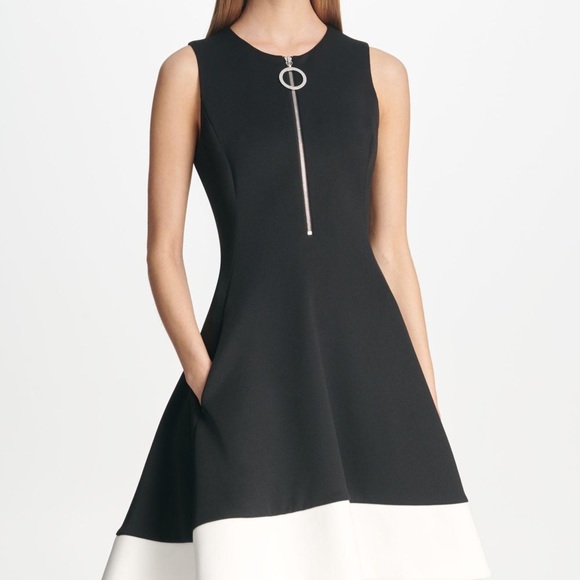 Dkny Dresses & Skirts - HOST PICK💫 DKNY B&W Zipper Fit & Flare Dress